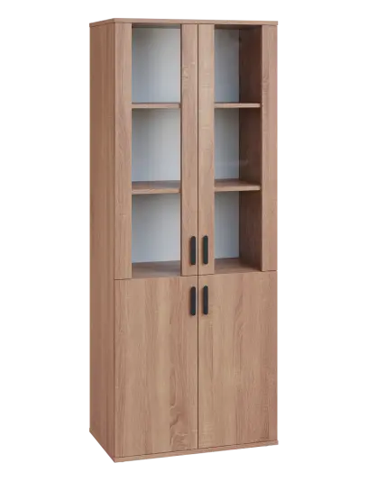 LN 5 - 7DS kancelářská skříň, 4-dveřová/prosklená, 1822x720x400, dub bardolino